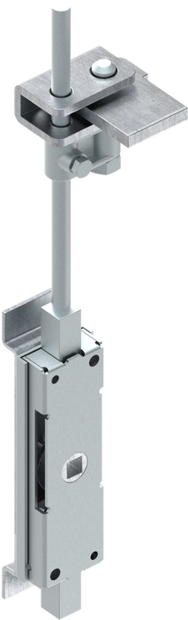 EMKA 1001-U10 Rod control, left version, for pressure-tight system, round rods and square rods stroke 18, Steel zinc-plated