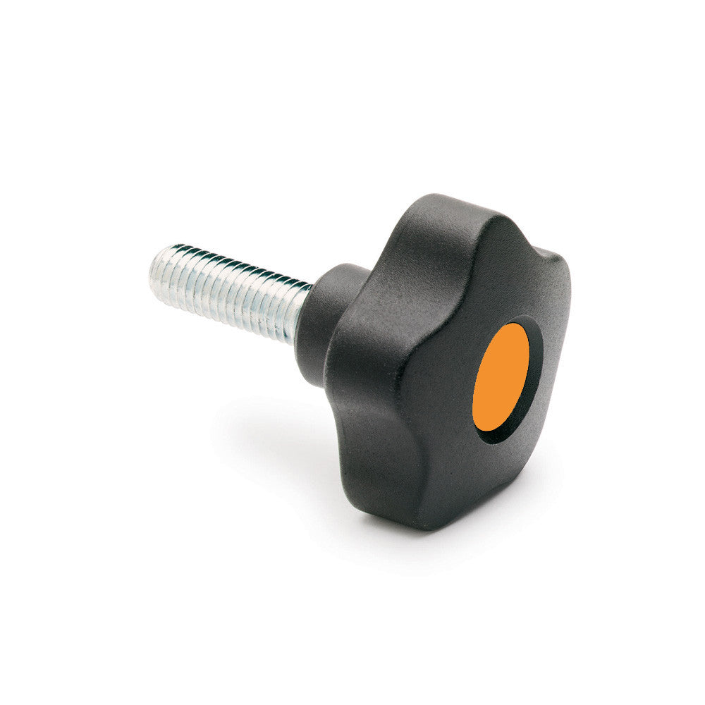 169911-C2 VCT.43 p-M8x16-SOFT-C2 Elesa Orange SOFT Lobe Knob w/ Steel Threaded Stud Threaded M8 x 16mm