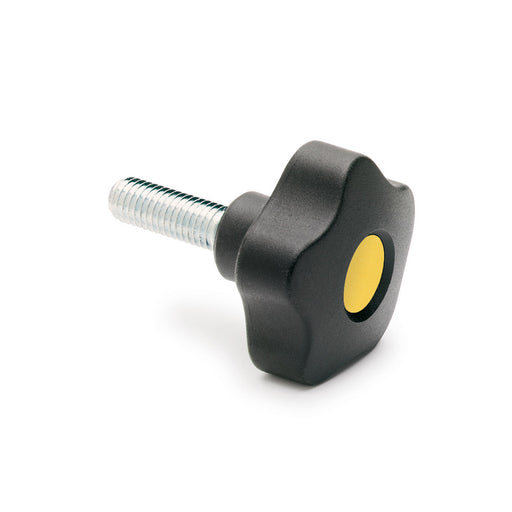 169911-C4 VCT.43 p-M8x16-SOFT-C4 Elesa Yellow SOFT Lobe Knob w/ Steel Threaded Stud Threaded M8 x 16mm